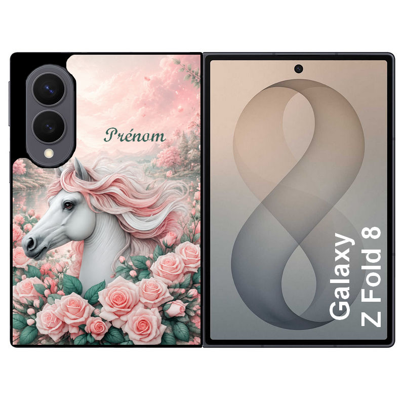 Coque pour Z FOLD 8 personnalisée cheval floral