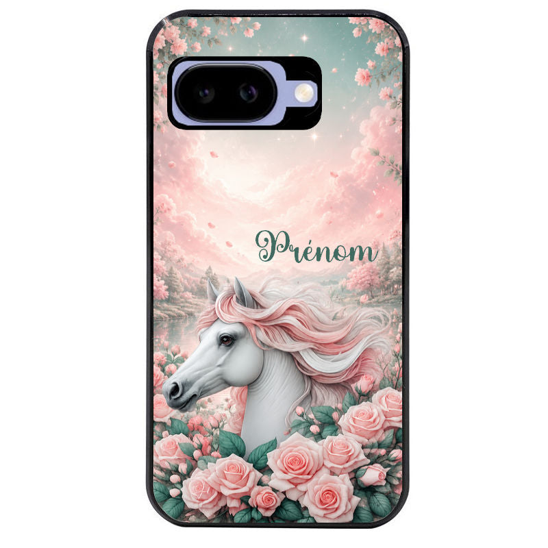 Coque pour Pixel 8A 9A 10A personnalisée cheval floral
