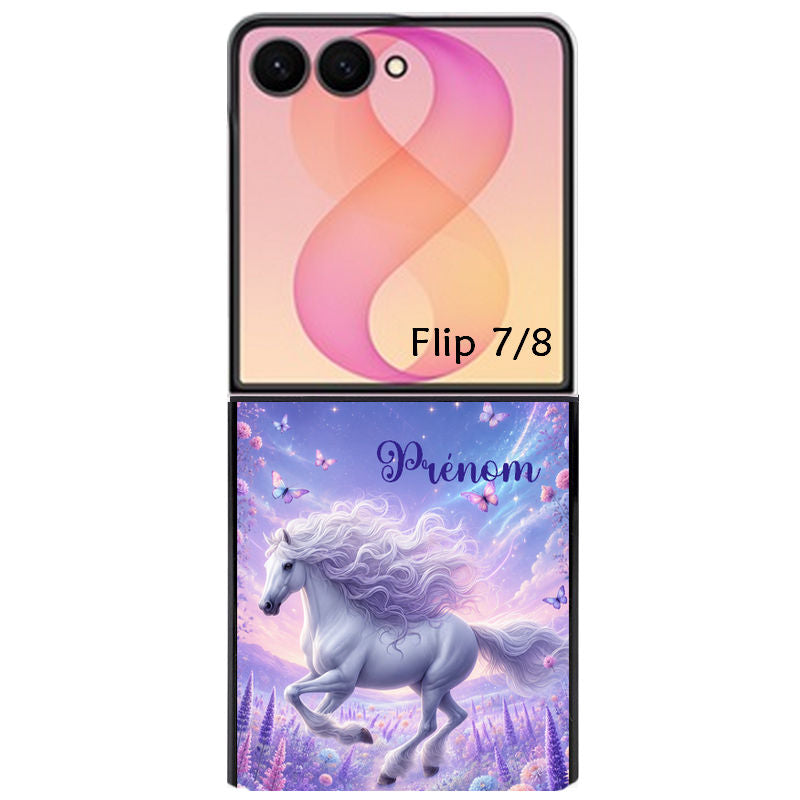 Coque pour Z FLIP 6 7 8 personnalisée cheval papillon