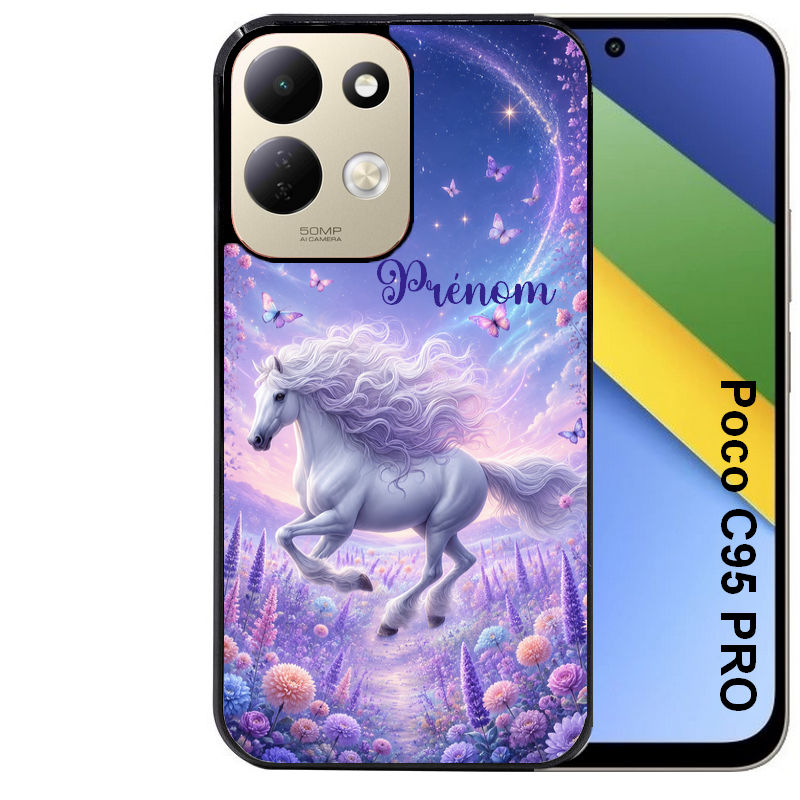 Coque pour POCO C95 PRO personnalisée cheval papillon