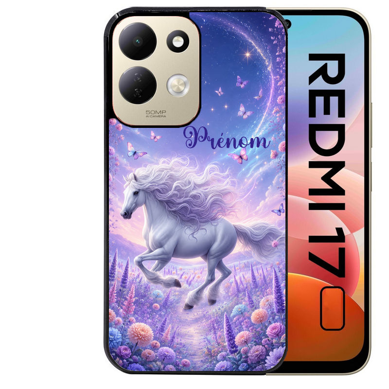 Coque pour Redmi 17 et 17C 4G 5G personnalisée cheval papillon