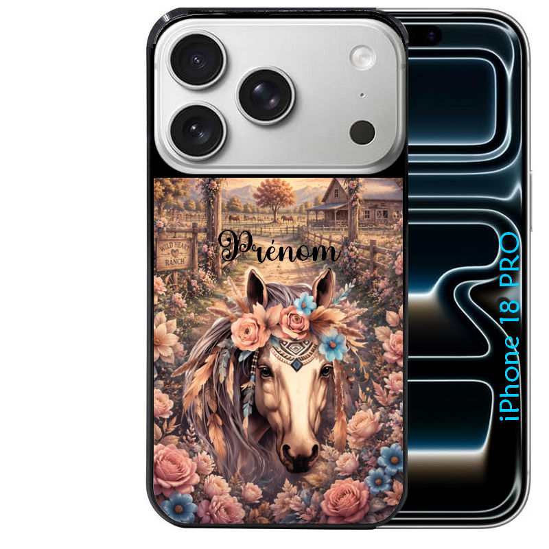 Coque pour Iphone 18 / PRO / PRO MAX / 18E personnalisée cheval ranch