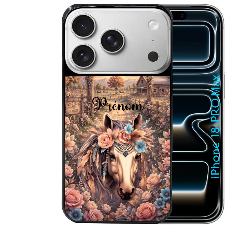 Coque pour Iphone 18 / PRO / PRO MAX / 18E personnalisée cheval ranch