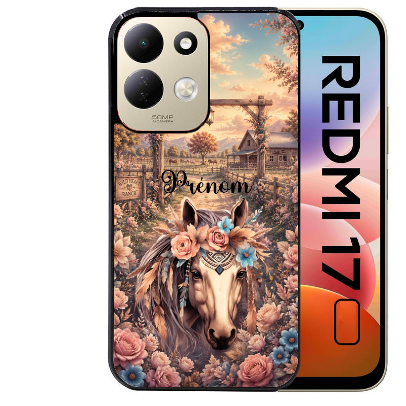 Coque pour Redmi 17 et 17C 4G 5G personnalisée cheval ranch