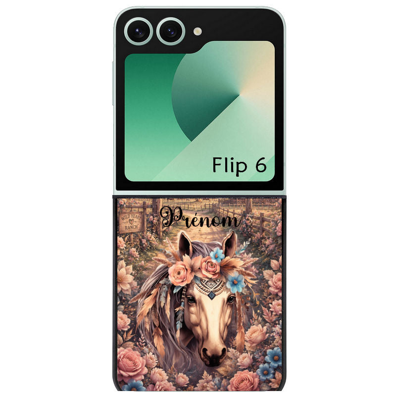 Coque pour Z FLIP 6 7 8 personnalisée cheval ranch