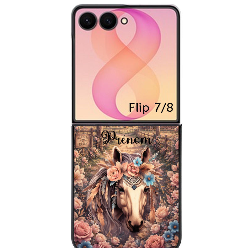 Coque pour Z FLIP 6 7 8 personnalisée cheval ranch