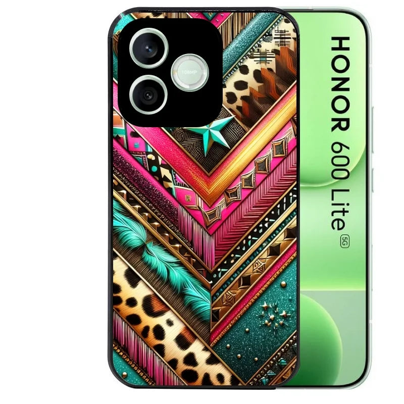 Coque noire pour Honor 600 LITE avec motif chevron texas protection antichoc personnalisée