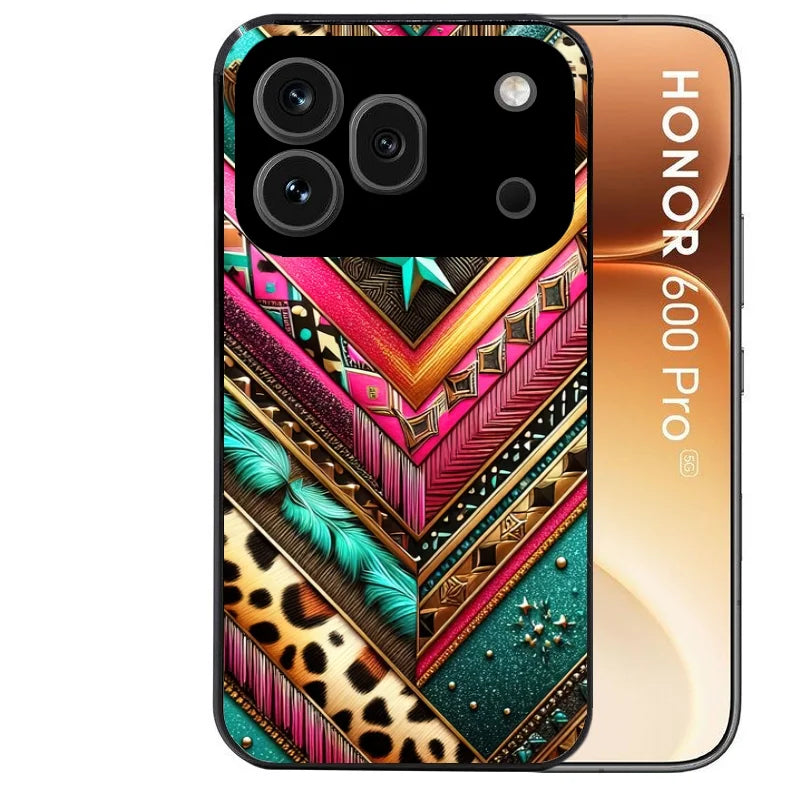Coque noire taperso pour Honor 600 et 600 PRO avec motif chevron texas protection antichoc personnalisée