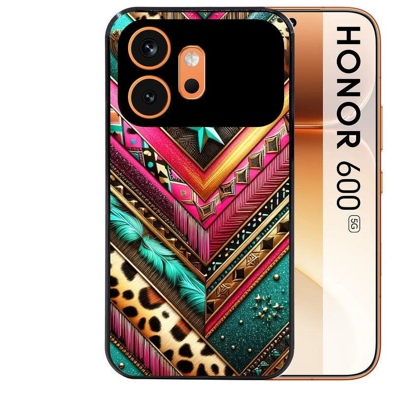 Coque noire taperso pour Honor 600 et 600 PRO avec motif chevron texas protection antichoc personnalisée