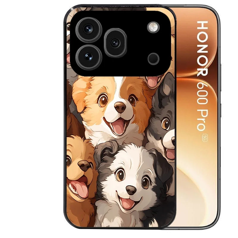 Coque noire taperso pour Honor 600 et 600 PRO avec motif chien smile protection antichoc personnalisée
