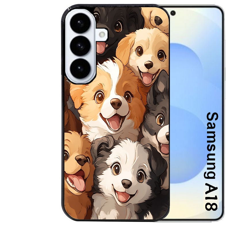 Coque pour Galaxy A08 A18 A28 A38 A58 chien smile