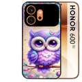 Coque noire taperso pour Honor 600 et 600 PRO avec motif chouette violette protection antichoc personnalisée