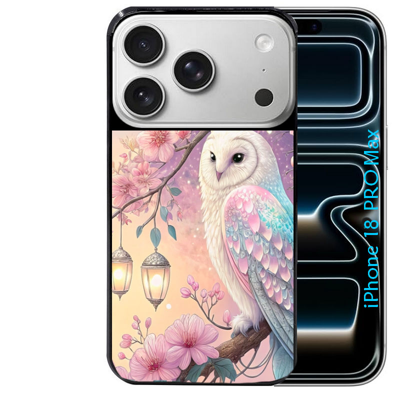 Coque pour Iphone 18 / PRO / PRO MAX / 18E chouette cerisier