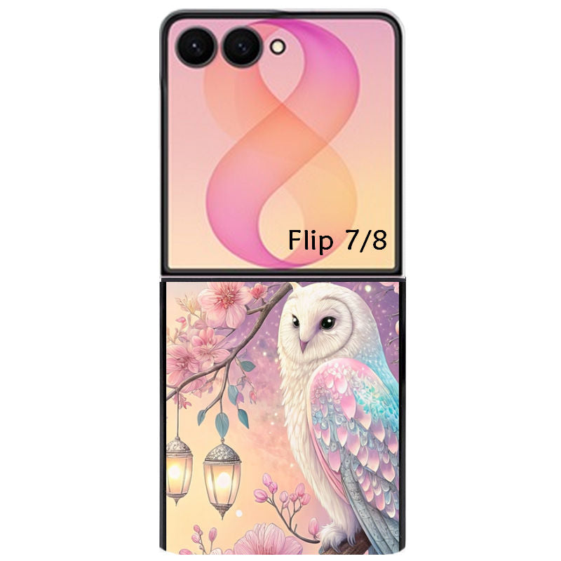 Coque pour Z FLIP 6 7 8 chouette cerisier