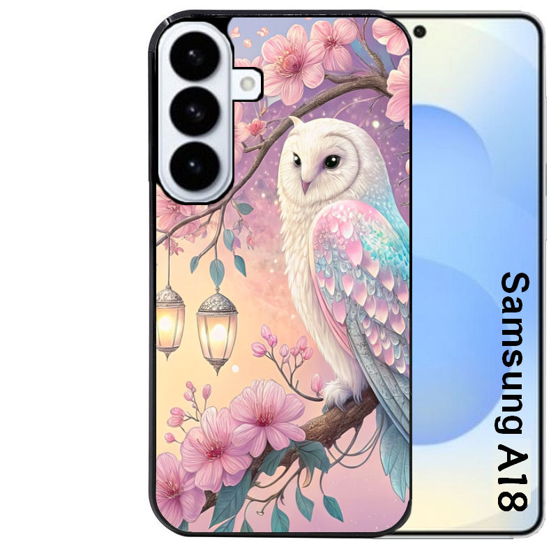 Coque pour Galaxy A08 A18 A28 A38 A58 chouette cerisier