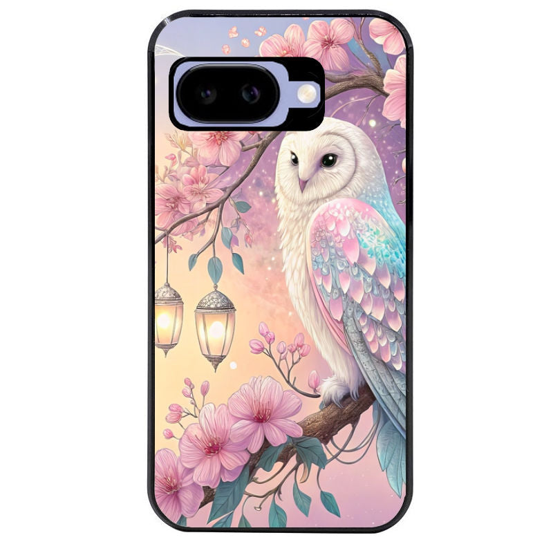 Coque pour Pixel 8A 9A 10A chouette cerisier