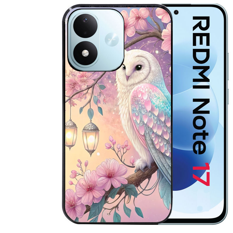 Coque pour Redmi Note 17 et PRO 4G 5G Max chouette cerisier