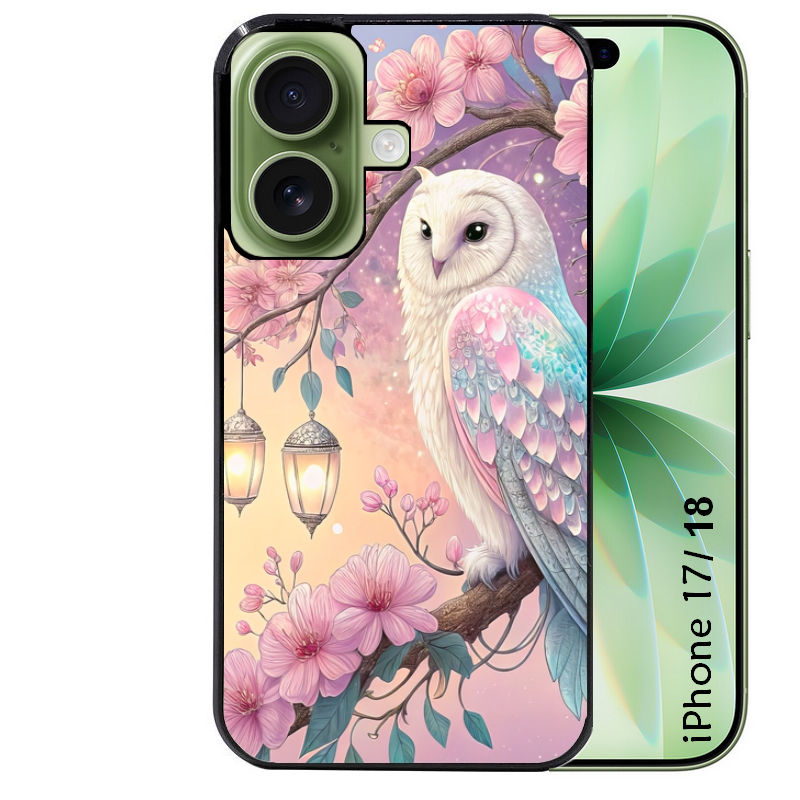 Coque pour Iphone 18 / PRO / PRO MAX / 18E chouette cerisier