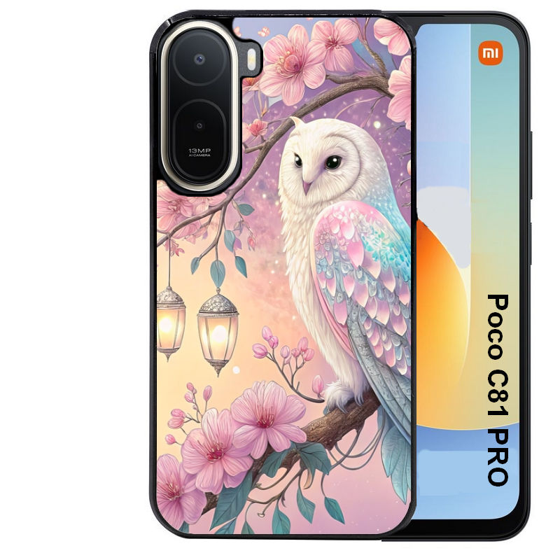 Coque pour POCO C81 PRO chouette cerisier