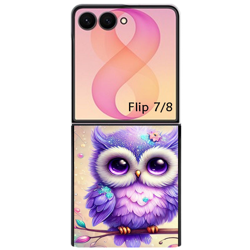 Coque pour Z FLIP 6 7 8 chouette violette