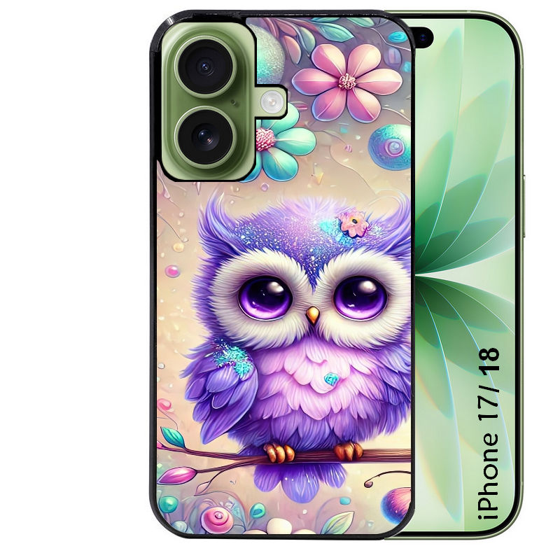 Coque pour Iphone 18 / PRO / PRO MAX / 18E chouette violette