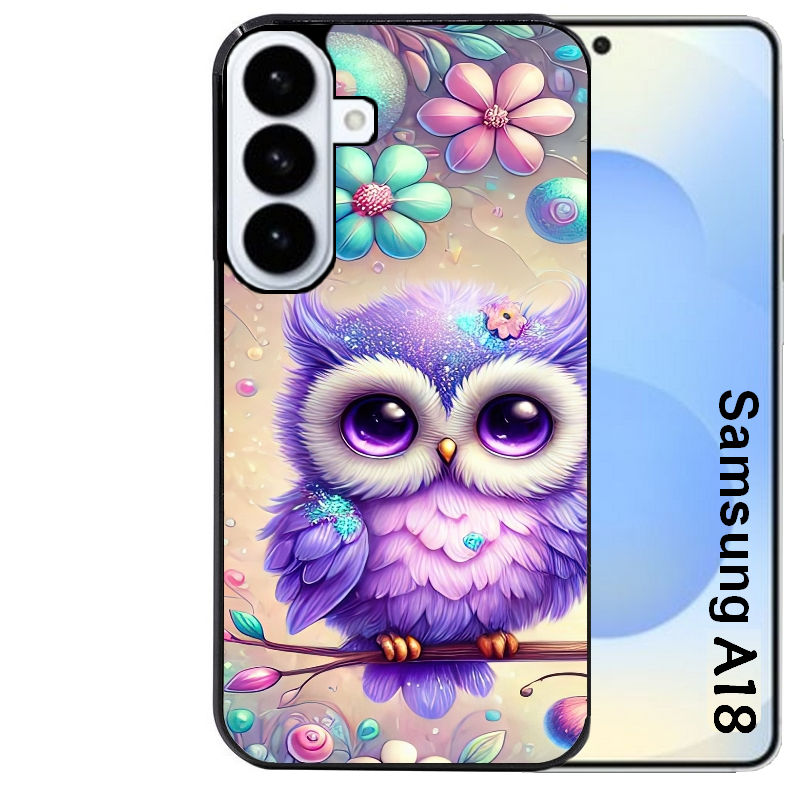 Coque pour Galaxy A08 A18 A28 A38 A58 chouette violette