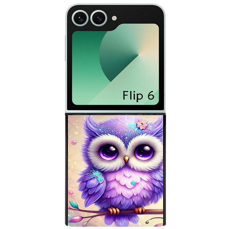 Coque pour Z FLIP 6 7 8 chouette violette
