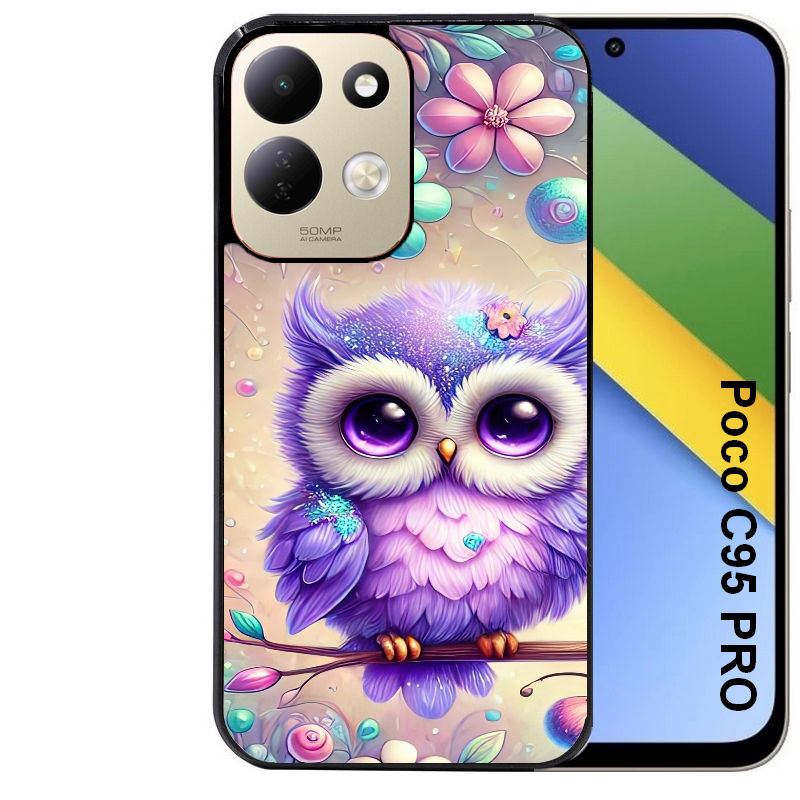 Coque pour POCO C95 PRO chouette violette