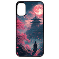 Coque noire taperso pour Moto E13 E14 E15 avec motif samourai cerisier protection antichoc personnalisée