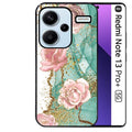 Coque noire taperso pour Redmi Note 13 PRO PLUS 5G avec motif marbre fleur turquoise protection antichoc personnalisée