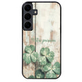 Coque noire taperso pour galaxy A06 A16 A26 A36 A56 avec motif bois et trefle personnalisee protection antichoc personnalisée