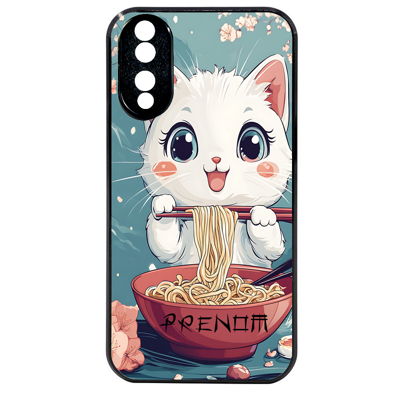 Coque noire taperso pour Honor 70 LITE 90 et LITE avec motif chat ramen cerisier protection antichoc personnalisée