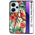 Coque noire taperso pour Redmi Note 13 PRO PLUS 5G avec motif perroquet et fleurs protection antichoc personnalisée
