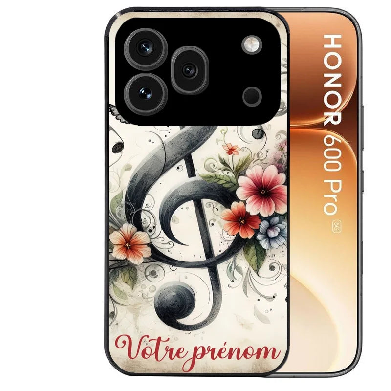 Coque noire taperso pour Honor 600 et 600 PRO avec motif musique cle sol personnalisee protection antichoc personnalisée