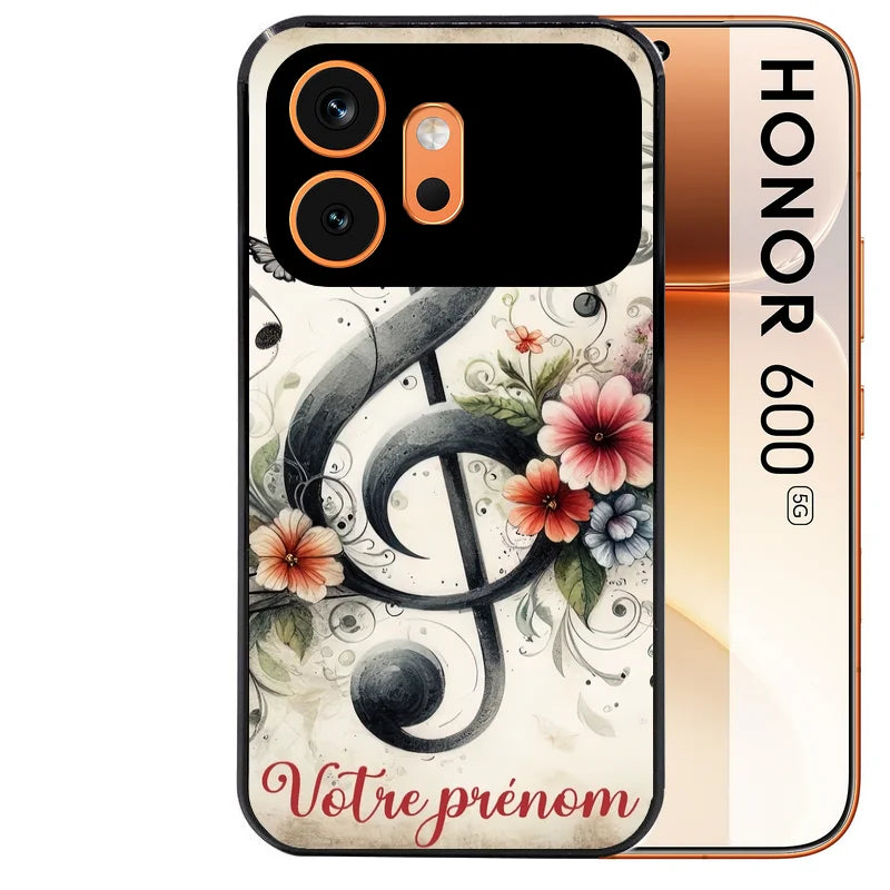 Coque noire taperso pour Honor 600 et 600 PRO avec motif musique cle sol personnalisee protection antichoc personnalisée