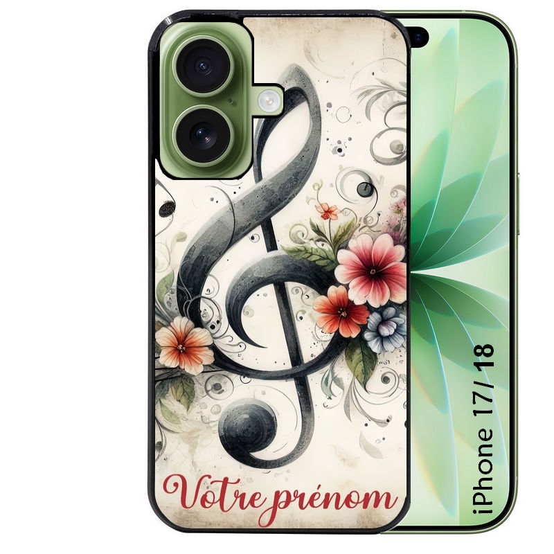 Coque pour Iphone 18 / PRO / PRO MAX / 18E personnalisée musique cle sol