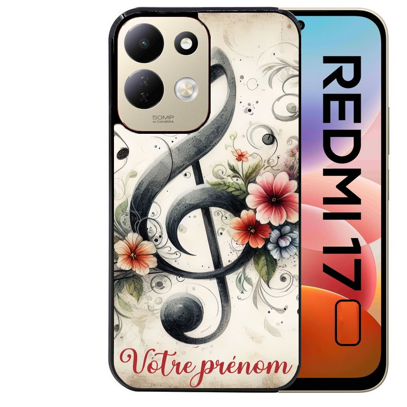Coque pour Redmi 17 et 17C 4G 5G personnalisée musique cle sol