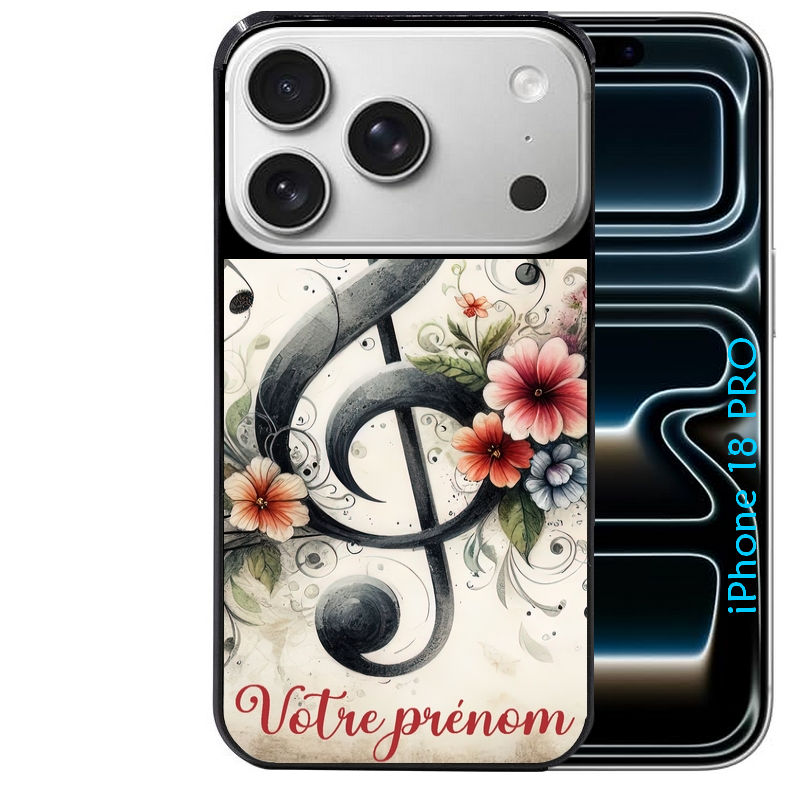 Coque pour Iphone 18 / PRO / PRO MAX / 18E personnalisée musique cle sol