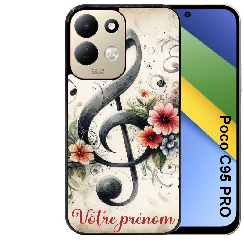 Coque pour POCO C95 PRO personnalisée musique cle sol