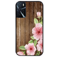 Coque noire taperso pour OPPO A16 et A16S avec motif bois avec fleur rose protection antichoc personnalisée