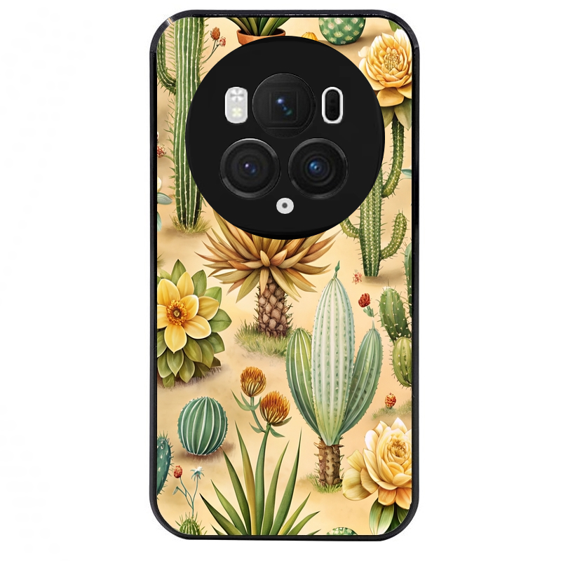 Coque noire taperso pour Magic 5 6 LITE et PRO avec motif cactus et succulent protection antichoc personnalisée
