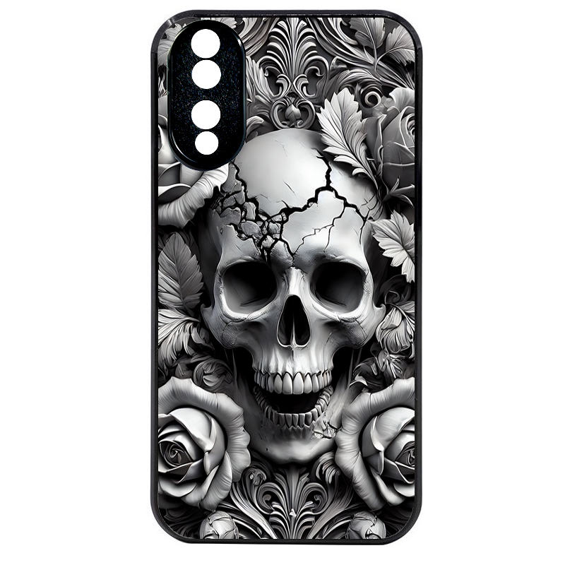 Coque noire taperso pour Honor 70 LITE 90 et LITE avec motif tete de mort fleur protection antichoc personnalisée