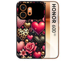 Coque noire taperso pour Honor 600 et 600 PRO avec motif coeur et leopard protection antichoc personnalisée