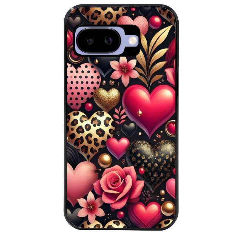 Coque pour Pixel 8A 9A 10A coeur et leopard
