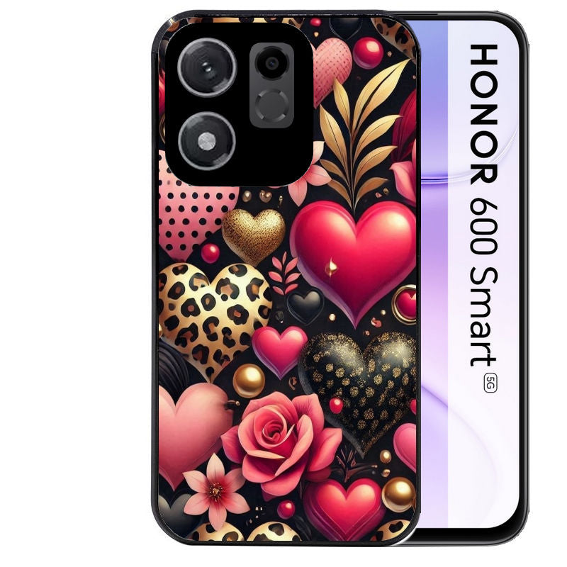 Coque pour Honor 600 SMART coeur et leopard