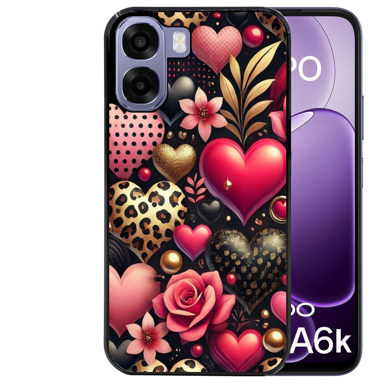 Coque pour Oppo A6 A6 A6K coeur et leopard