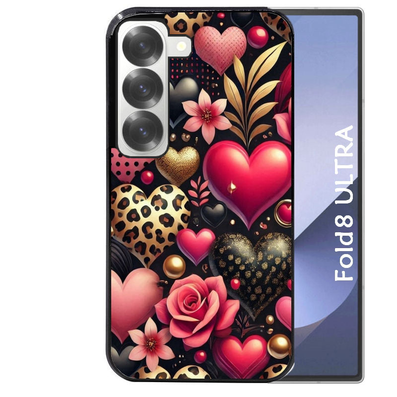 Coque pour Z FOLD 8 ULTRA coeur et leopard