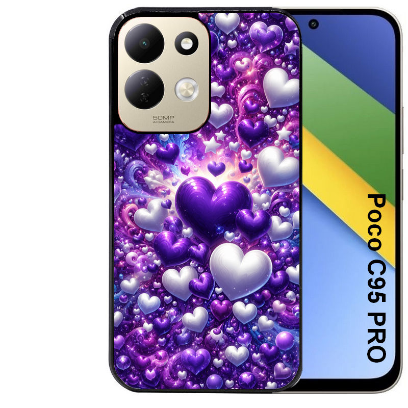 Coque pour POCO C95 PRO coeur violet