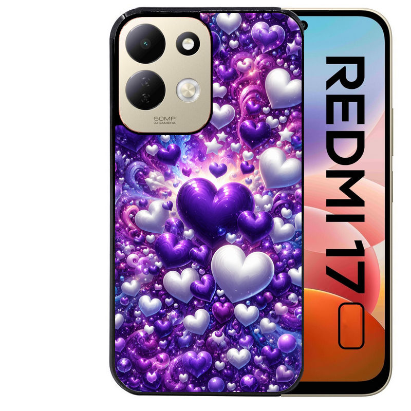 Coque pour Redmi 17 et 17C 4G 5G coeur violet