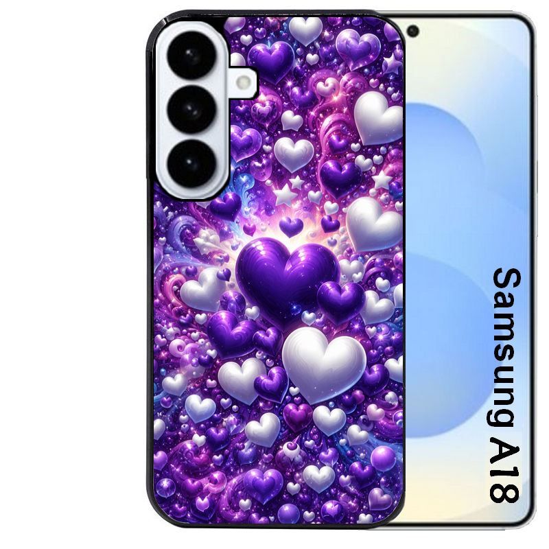 Coque pour Galaxy A08 A18 A28 A38 A58 coeur violet